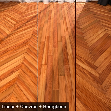 Elegant Cabreuva Parquet: Linear, Chevron, Herringbone 3D model image 1 