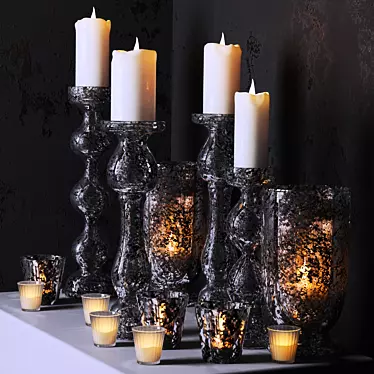 Elegant Candle Set: Candles, Candlestick, Décor 3D model image 1 
