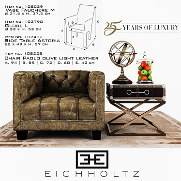 Eichholtz Chair Paolo & Side Table Astoria: A Perfect Blend of Style and Function 3D model image 1 