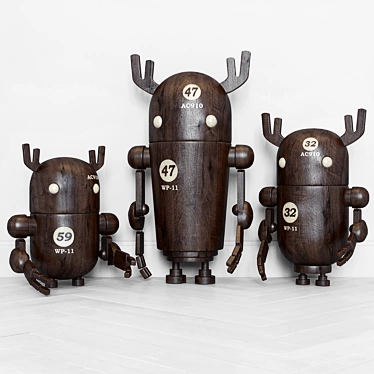 Title: Woodbots - Crafted Wooden Robots 3D model image 1 