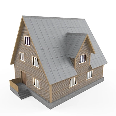 Rustic Two-Story House 3D model image 1 