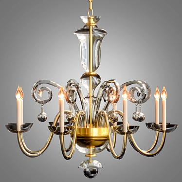 Elegant Solid Brass Flemish Chandelier 3D model image 1 