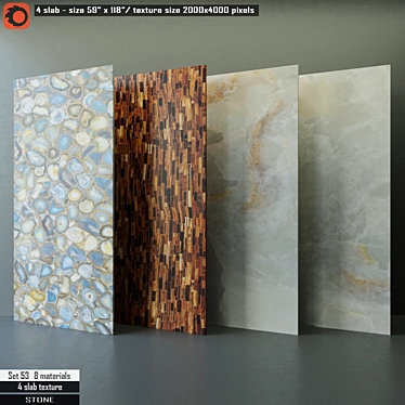 Premium Stone Slab Set | High Resolution | 8 Preset Materials 3D model image 1 