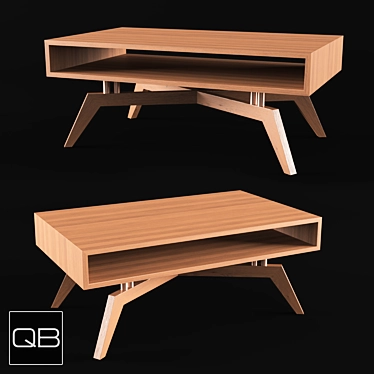 Quid Solid Wood Coffee Table with Shelf 3D model image 1 