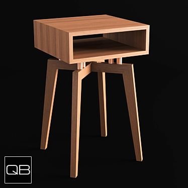  Quil Solid Wood Side Table - Stylish Design with Additional Shelf 3D model image 1 