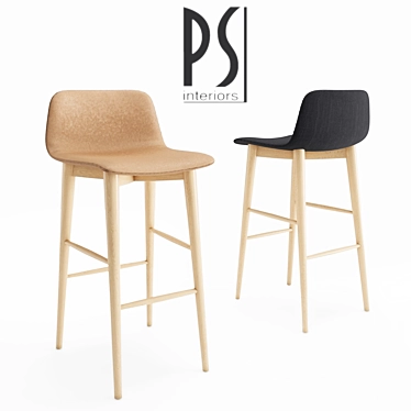 Elegant Lapi Barstool: Height 101cm, Width 50cm, Depth 48cm 3D model image 1 