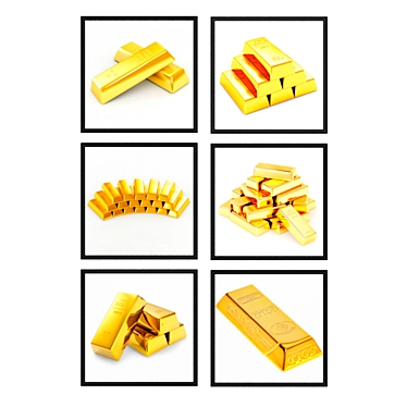 Golden Bars Poster Set 3D model image 1 