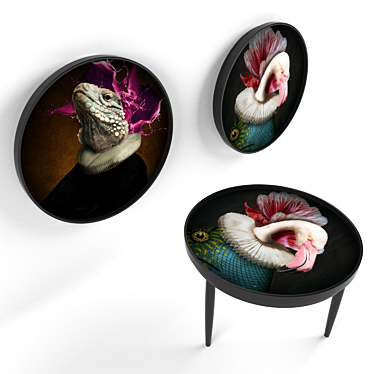 Transformable Dixit Coffee Table: Salver & Wall Art 3D model image 1 