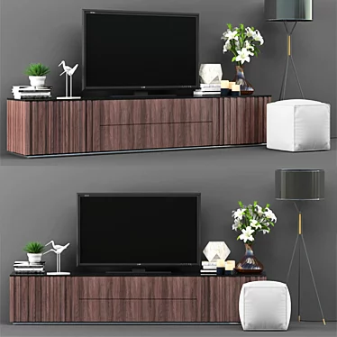 Modern TV Stand with 8 Shelves 3D model image 1 
