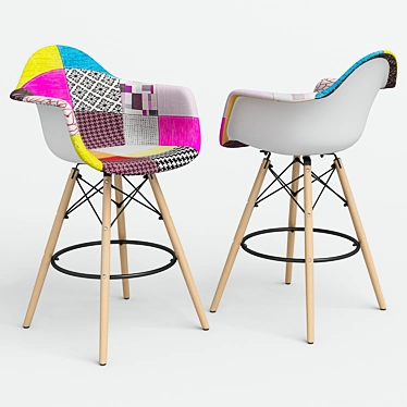 Patchwork Eames Style Chair: Modern Twist 3D model image 1 