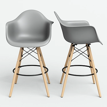 Modern Eames-Style DAW Bar Chair 3D model image 1 