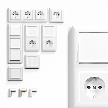 Gira Standard 55: Complete Set of Switches and Sockets 3D model image 1 