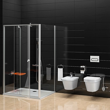 Ravak Pivot Shower & Chrome Toilet Set 3D model image 1 