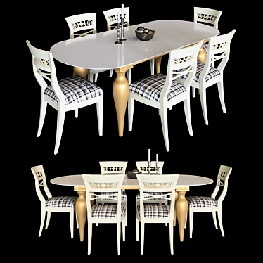 Italian Classic Table and Chair 3D model image 1 