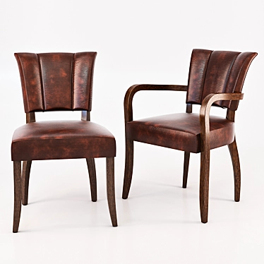 Vintage French-inspired Leather Chair 3D model image 1 