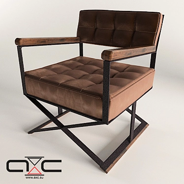 Modern Metal and Fabric Director's Armchair 3D model image 1 