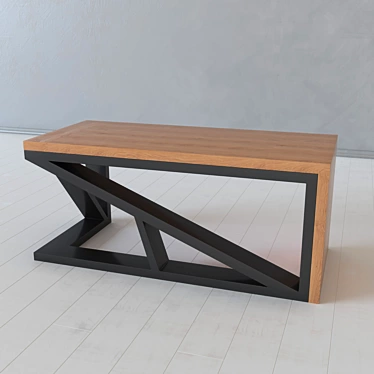 Modern Wooden Coffee Table with Metal Legs 3D model image 1 