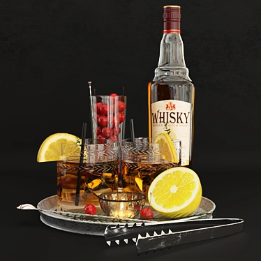 Whiskey-inspired Decor Set 3D model image 1 