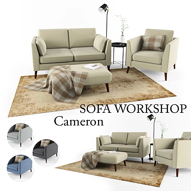 Stylish Cameron Sofa Set with Decor 3D model image 1 