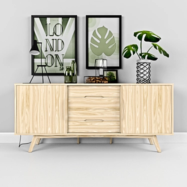 Modern Oak Chest with Funen Design 3D model image 1 