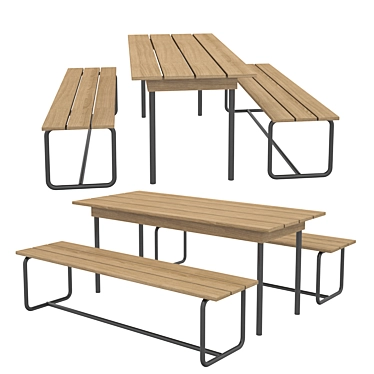 Garden Oasis: Table & Bench 3D model image 1 