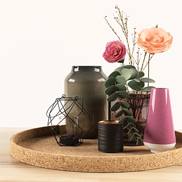 Elegant Floral Vases Ensemble 3D model image 1 