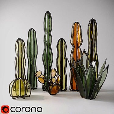 Elegant Glass Desert Plants 3D model image 1 