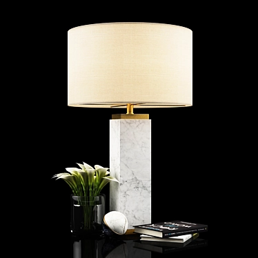Minimalist Square Marble Table Lamp 3D model image 1 
