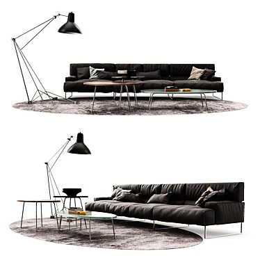 Frigerio Sofa Cloud: Luxurious Leather Seating 3D model image 1 