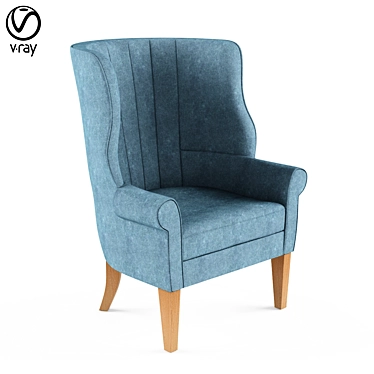 Classic British Wingback Chair 3D model image 1 
