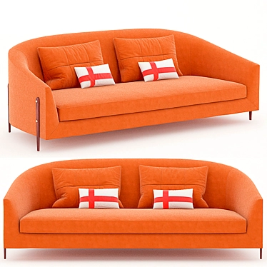 Modern Orange Velvet Sofa 3D model image 1 