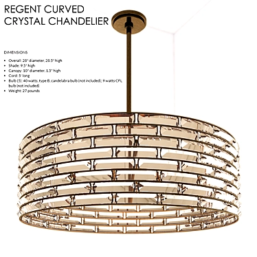 Elegant Crystal Curved Chandelier 3D model image 1 