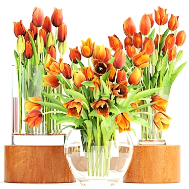 Tulip Trio: Vibrant Spring Bouquets 3D model image 1 