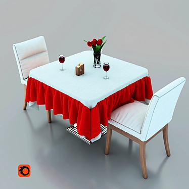 Adjustable Table and Chair Set 3D model image 1 