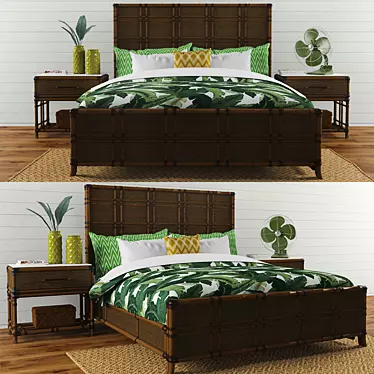 Coco Bay Panel Bed: Luxurious and Stylish 3D model image 1 