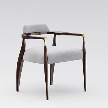 Danish Modern Walnut Armchair with Brass Accents 3D model image 1 