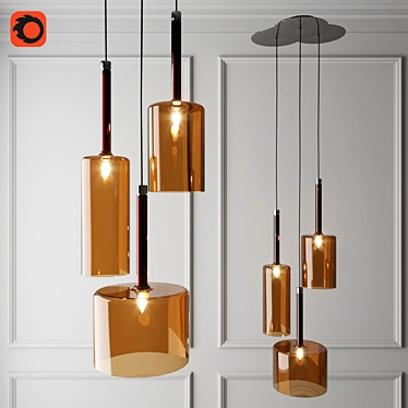 Spillray Orange Glass Suspension Lamp 3D model image 1 