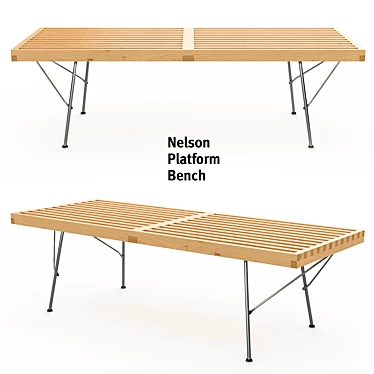 Nelson Metal Base Bench: Sleek and Stylish 3D model image 1 