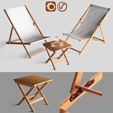 Outdoor Lounge Set with Low Table 3D model image 1 