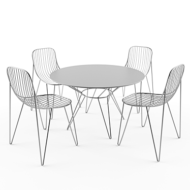 Outdoor Metal Table Set 3D model image 1 