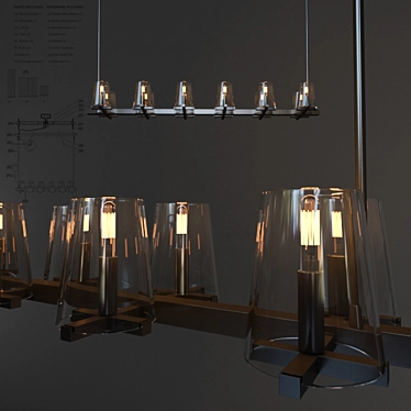 Modern Pauillac Linear Chandelier 3D model image 1 