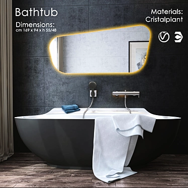 Luxury Spa Bathtub - cm 169 x 94 3D model image 1 