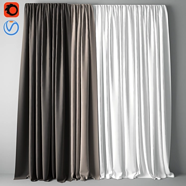 Elegant Window Drapes 3D model image 1 