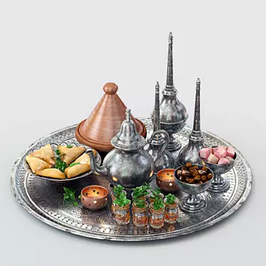 Exquisite Moroccan Tea Set 3D model image 1 