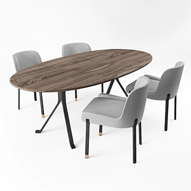 Modern Dining Set: Stellar Works Blink Chair & Oval Table 3D model image 1 