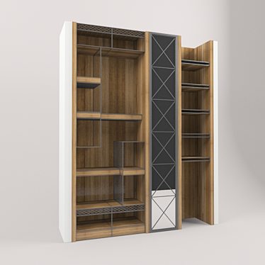 Rustic Ironwood Display Cabinets 3D model image 1 