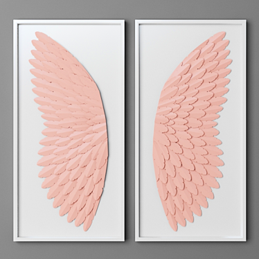 Hand-Folded Pink Angel Wing Art 3D model image 1 