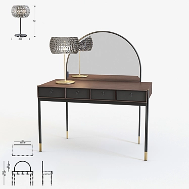 Eley Makeup Table: Sleek Design & Illuminating Lamp 3D model image 1 