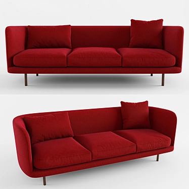 Modern Loose Cushion Sofa 3D model image 1 