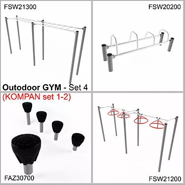 KOMPAN Outdoor Fitness Set 3D model image 1 